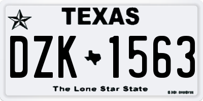 TX license plate DZK1563