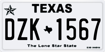 TX license plate DZK1567