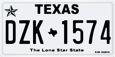 TX license plate DZK1574