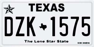 TX license plate DZK1575