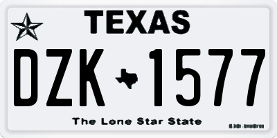 TX license plate DZK1577