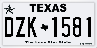 TX license plate DZK1581