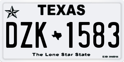 TX license plate DZK1583