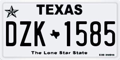 TX license plate DZK1585