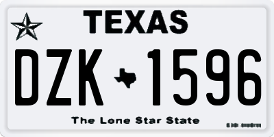 TX license plate DZK1596