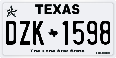 TX license plate DZK1598