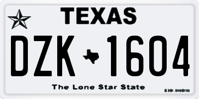 TX license plate DZK1604