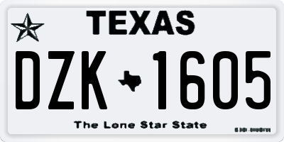 TX license plate DZK1605