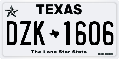 TX license plate DZK1606
