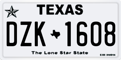 TX license plate DZK1608