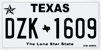 TX license plate DZK1609
