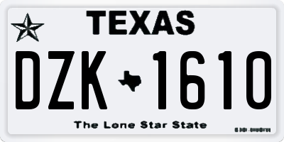 TX license plate DZK1610