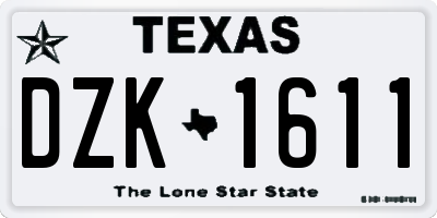 TX license plate DZK1611