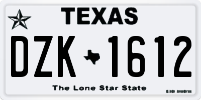 TX license plate DZK1612