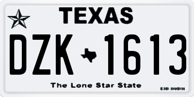 TX license plate DZK1613