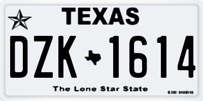 TX license plate DZK1614