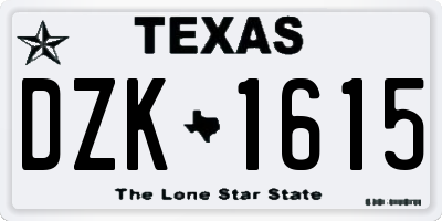 TX license plate DZK1615
