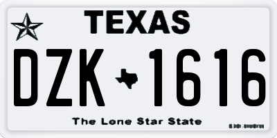 TX license plate DZK1616
