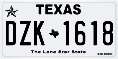 TX license plate DZK1618