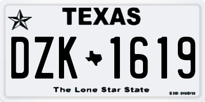 TX license plate DZK1619