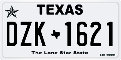 TX license plate DZK1621