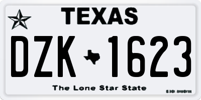 TX license plate DZK1623