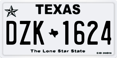 TX license plate DZK1624