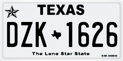 TX license plate DZK1626