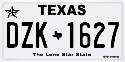 TX license plate DZK1627