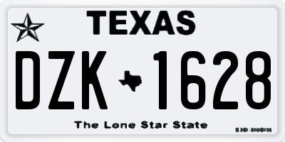 TX license plate DZK1628