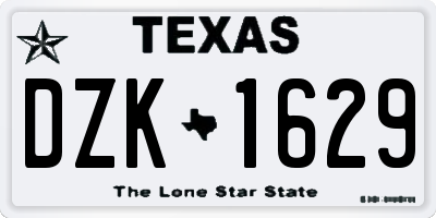 TX license plate DZK1629
