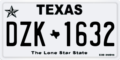 TX license plate DZK1632