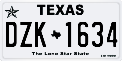 TX license plate DZK1634