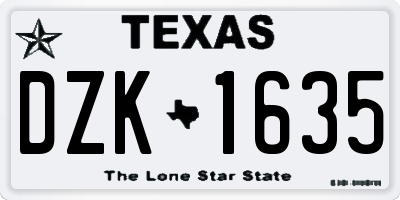 TX license plate DZK1635