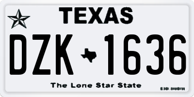 TX license plate DZK1636