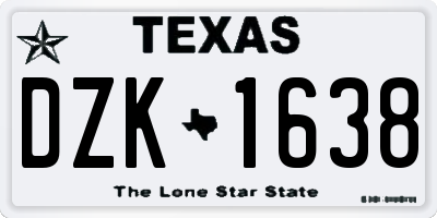 TX license plate DZK1638
