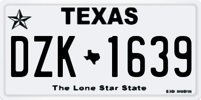 TX license plate DZK1639
