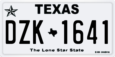 TX license plate DZK1641