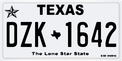 TX license plate DZK1642