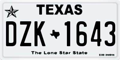 TX license plate DZK1643