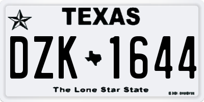 TX license plate DZK1644