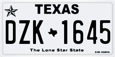 TX license plate DZK1645