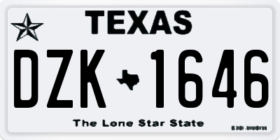 TX license plate DZK1646