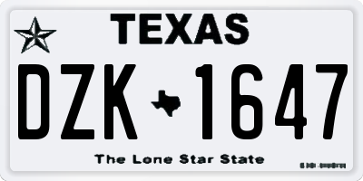 TX license plate DZK1647