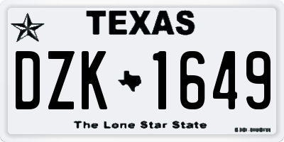 TX license plate DZK1649