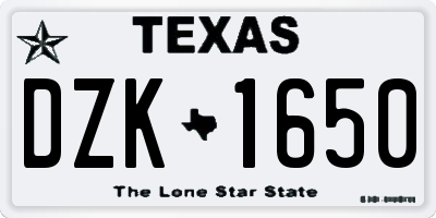 TX license plate DZK1650