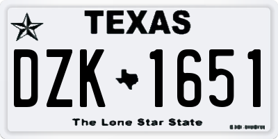 TX license plate DZK1651