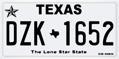 TX license plate DZK1652