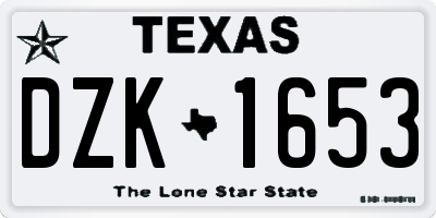 TX license plate DZK1653