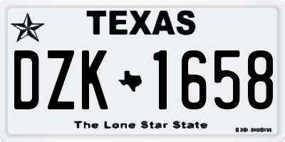 TX license plate DZK1658